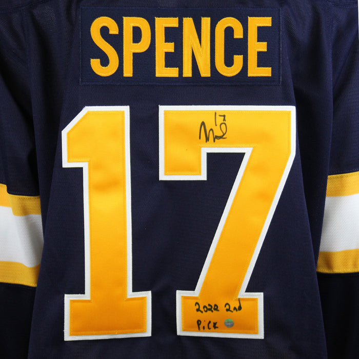 Malcolm Spence Signed Jersey Erie Otters CCM Replica Navy with "2022 2nd  Pick" Inscription