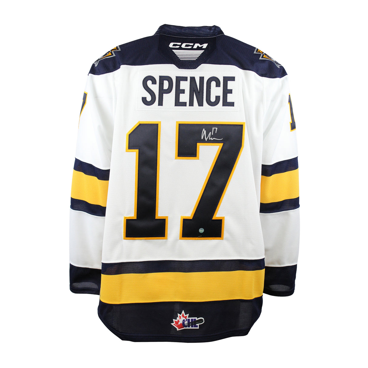 Malcolm Spence Signed Jersey Erie Otters CCM Replica White - Frameworth Sports Canada 