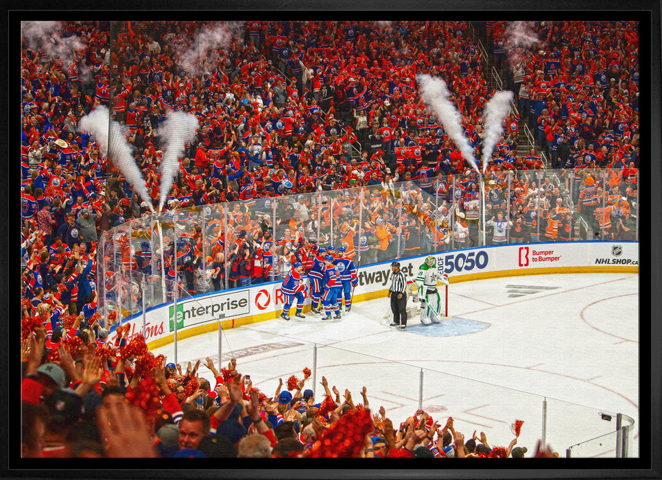 Edmonton Oilers 20x29 Framed Canvas Conference Final Celebration