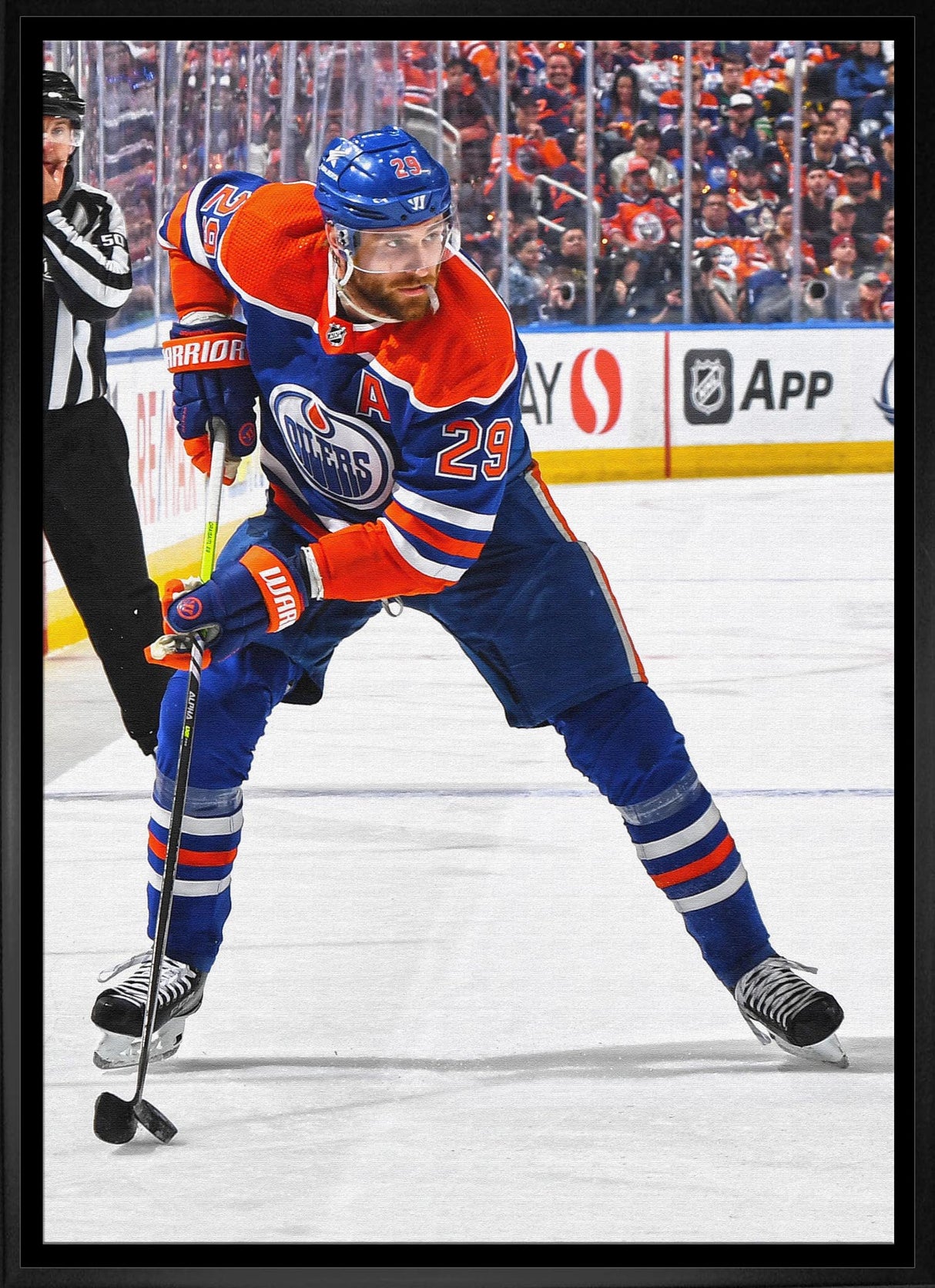 Leon Draisaitl 20x29 Framed Canvas Oilers Action-V