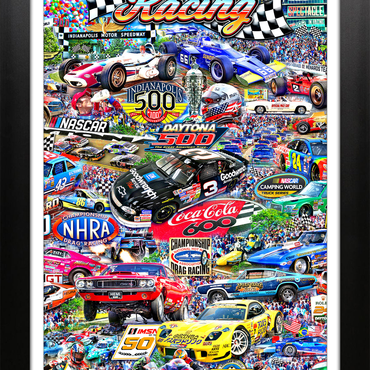 Auto Racing Collage Framed Michael Fishel Print – Frameworth Sports ...