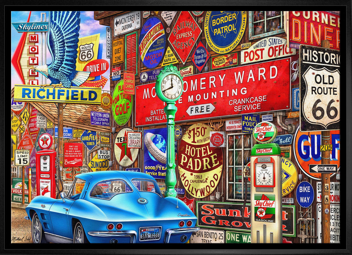 Along Route 66 20x29 Framed Canvas By Michel Fishel