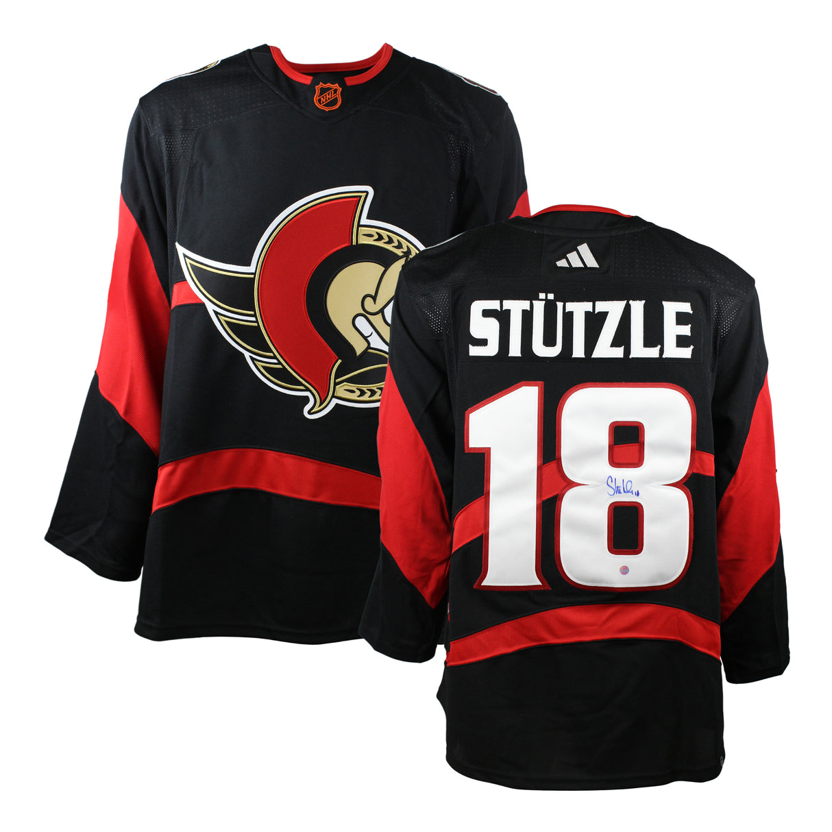 Tim Stutzle Signed Jersey Ottawa Senators Reverse Retro Black Adidas - Frameworth Sports Canada 