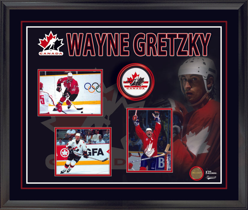 Wayne Gretzky Signed Acrylic Puck Framed PhotoGlass Team Canada