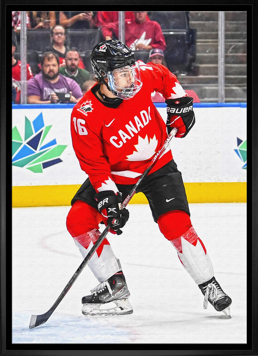 Connor Bedard 20x29 Framed Canvas Canada World Juniors-V