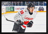 Connor Bedard 20x29 Framed Canvas Canada White Action-H