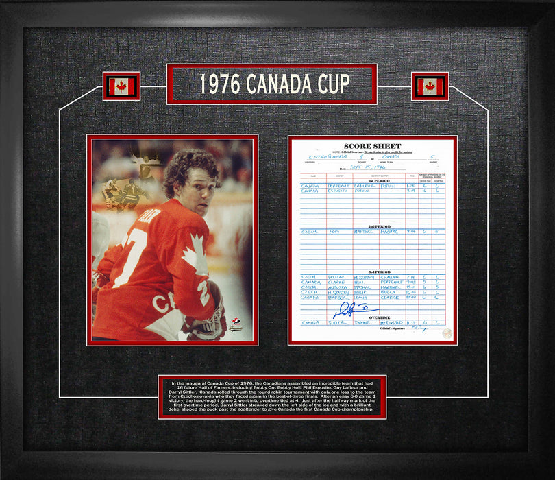 Darryl Sittler Team Canada Signed Framed 1976 Canada Cup Action Photo with Scoresheet