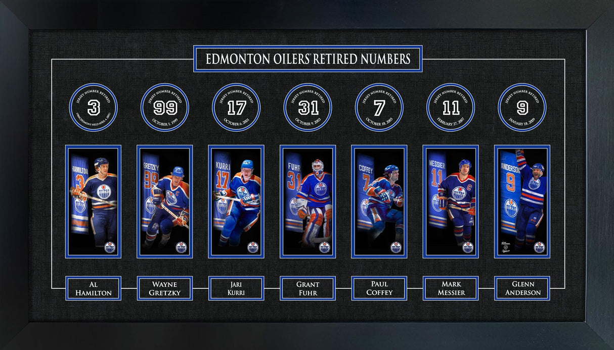 Edmonton Oilers Framed Retired Jerseys Banners