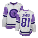 Kyle Connor Signed Jersey Winnipeg Jets 2022 Hockey Fights Cancer Adidas