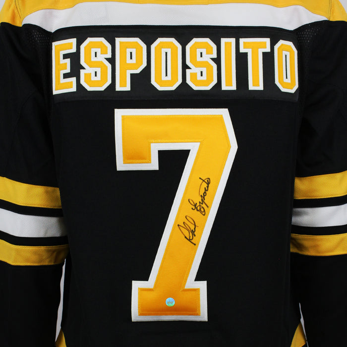 Phil Esposito Signed Jersey Boston Bruins Black Adidas