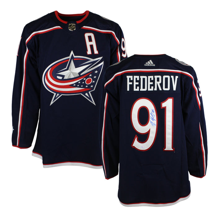 Sergei Federov Signed Jersey Columbus Blue Jackets Adidas