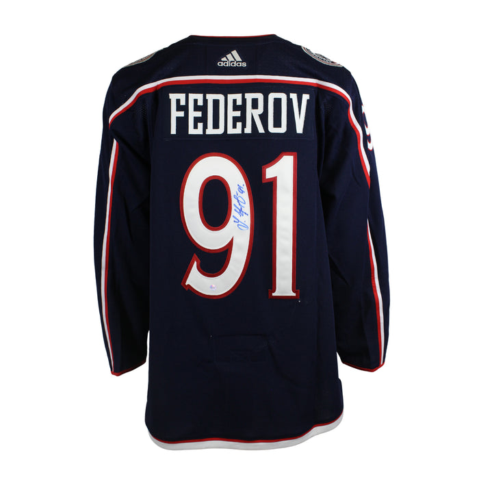 Sergei Federov Signed Jersey Columbus Blue Jackets Adidas