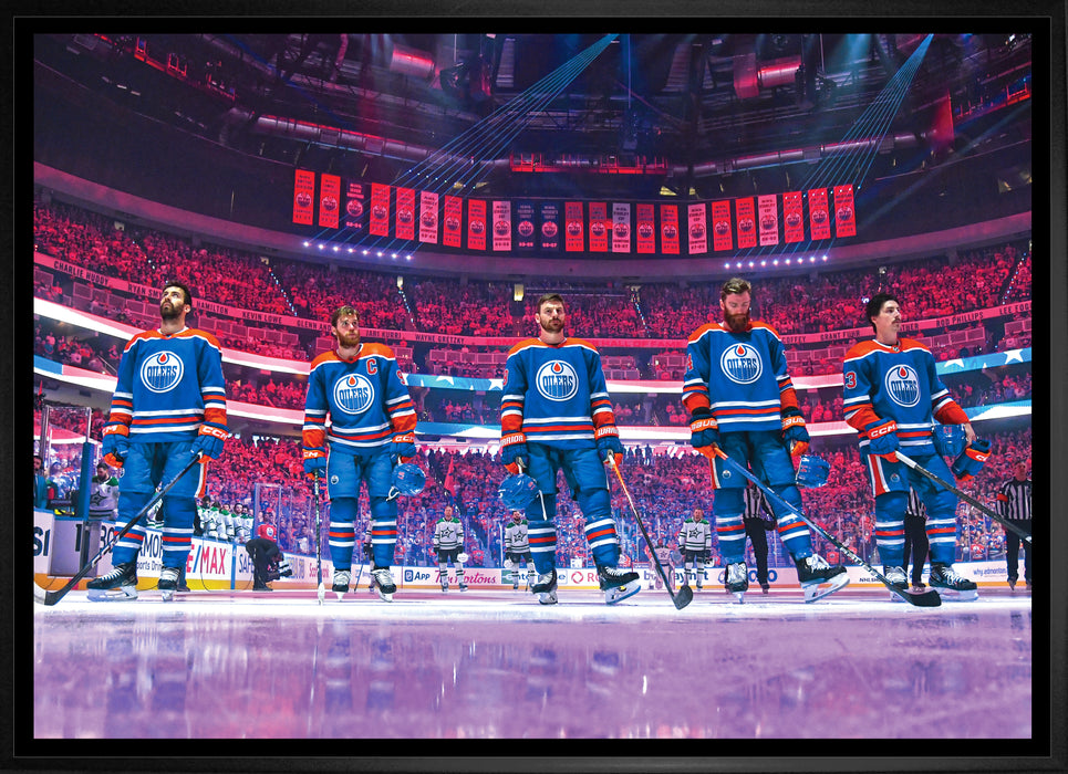 Edmonton Oilers 20x29 Unsigned Framed Canvas Anthem Line-Up