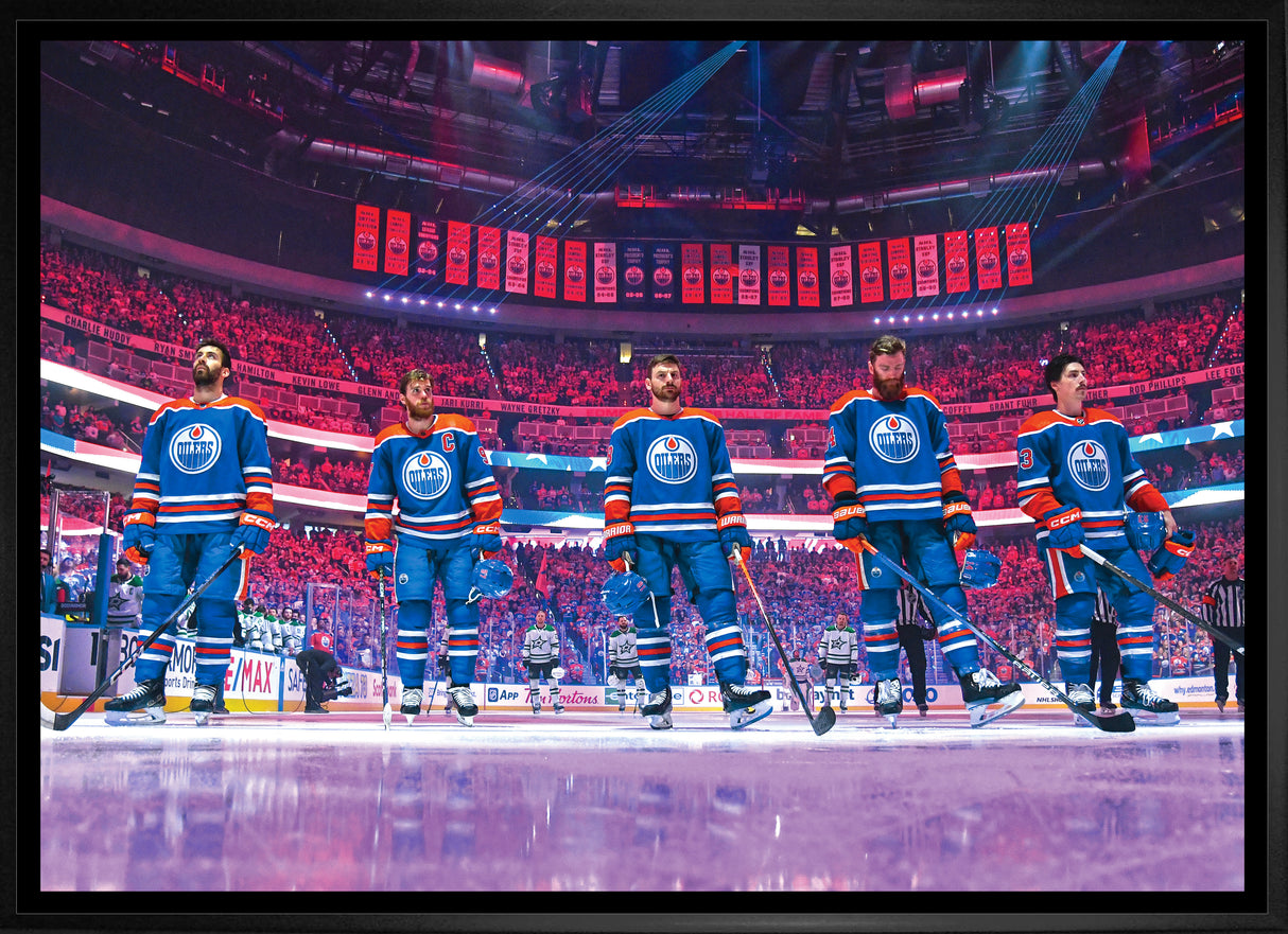 Edmonton Oilers 20x29 Unsigned Framed Canvas Anthem Line-Up
