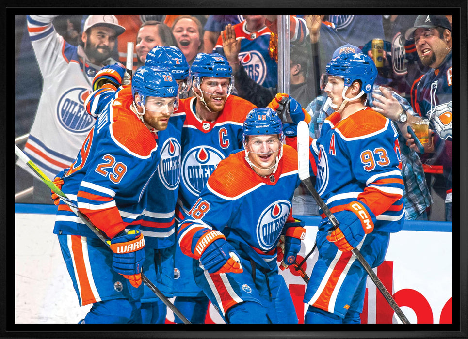 Edmonton Oilers 20x29 Unsigned Framed Canvas Celebration