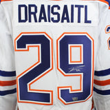 Leon Draisaitl Signed Jersey Edmonton Oilers Away White Adidas - Frameworth Sports Canada 