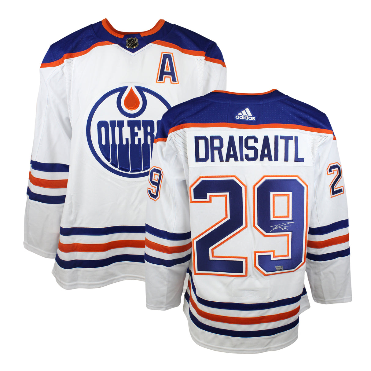 Leon Draisaitl Signed Jersey Edmonton Oilers Away White Adidas - Frameworth Sports Canada 