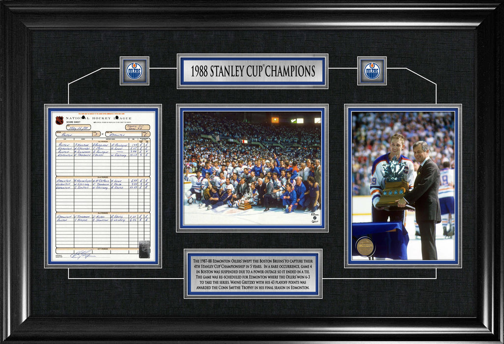 Edmonton Oilers Framed 1988 Stanley Cup Champions Scoresheet Collage