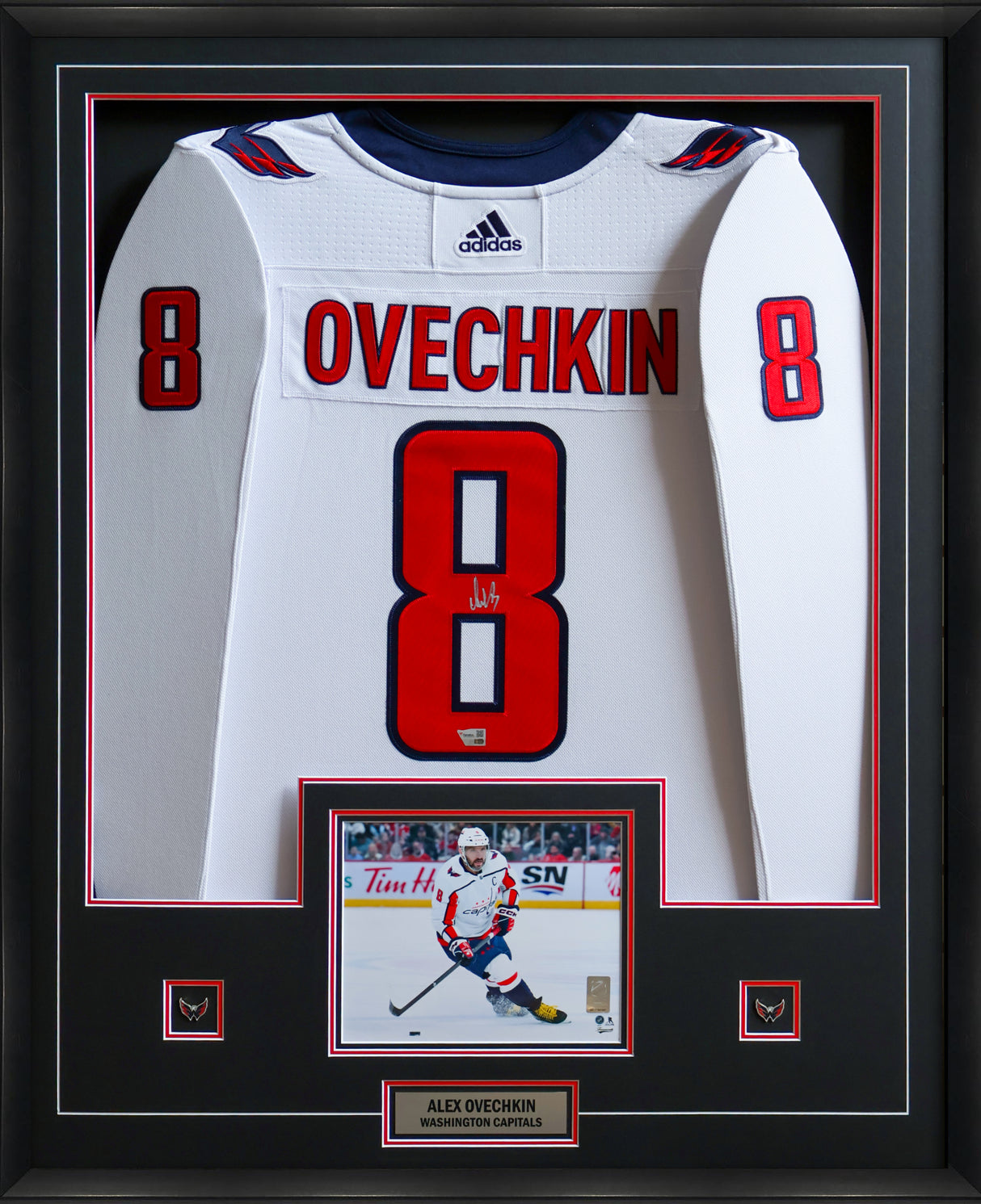 Alex Ovechkin Signed Jersey Framed Capitals White Adidas