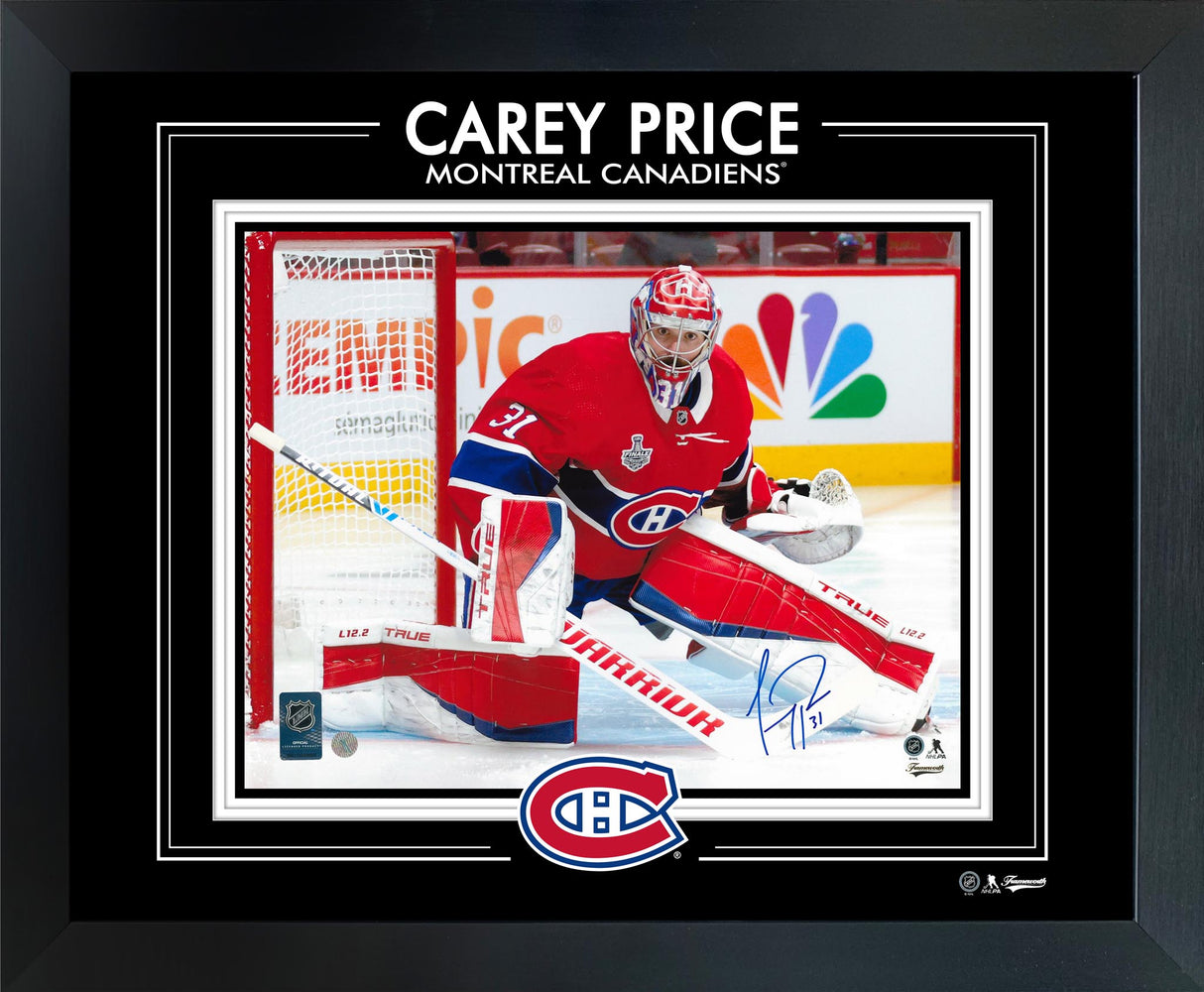 Carey Price Signed 11x14 PhotoGlass Frame Canadiens Red Action-H - Frameworth Sports Canada 