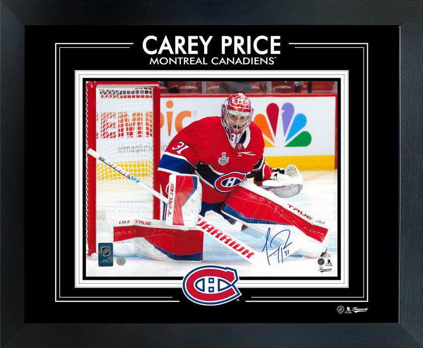 Carey Price Signed 11x14 PhotoGlass Frame Canadiens Red Action-H