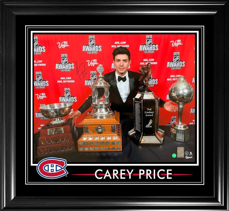 Carey Price Signed 16x20 PhotoGlass Frame Canadiens 2015 Trophies-H