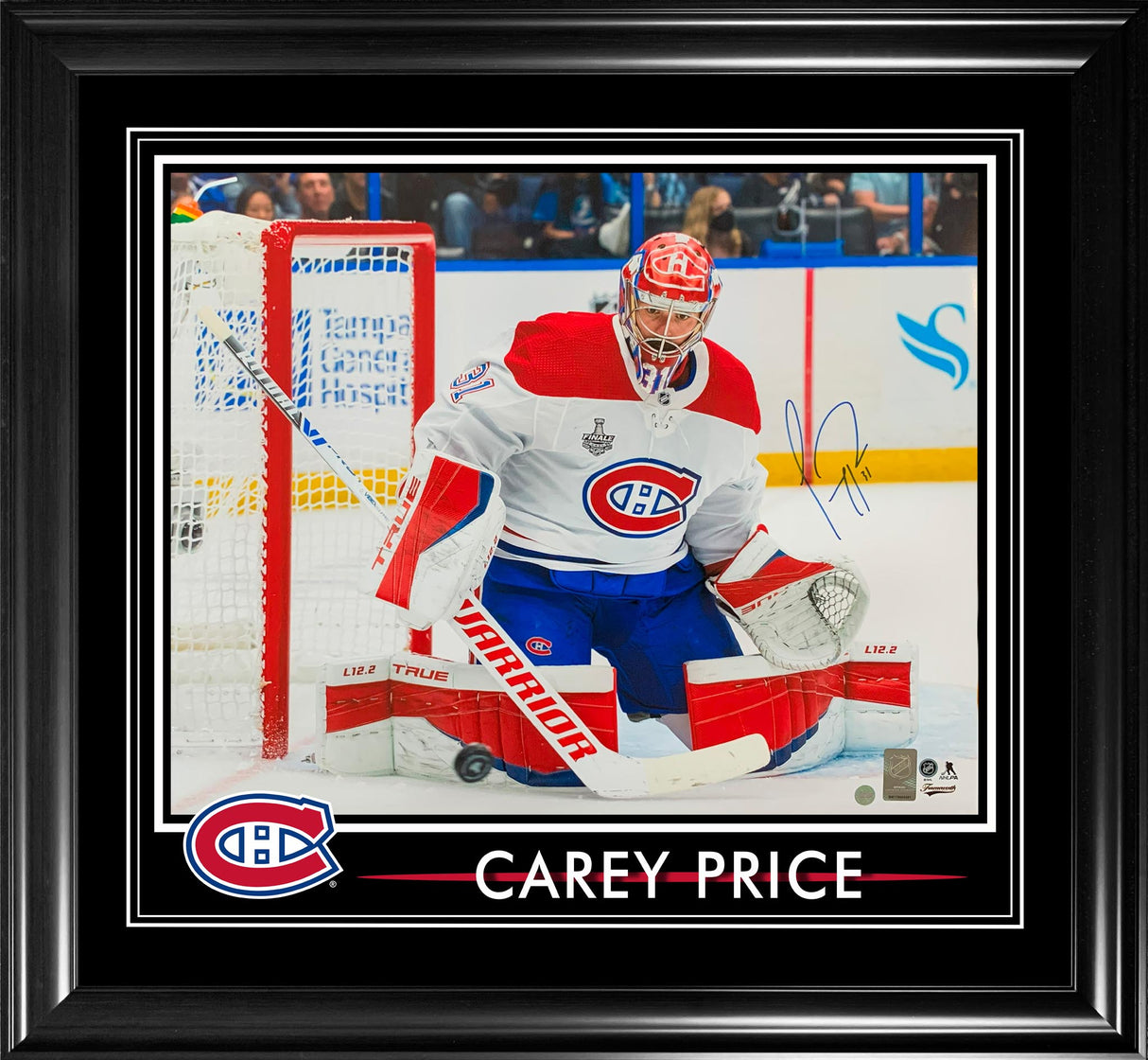 Carey Price Signed 16x20 PhotoGlass Frame Canadiens White Action-H - Frameworth Sports Canada 