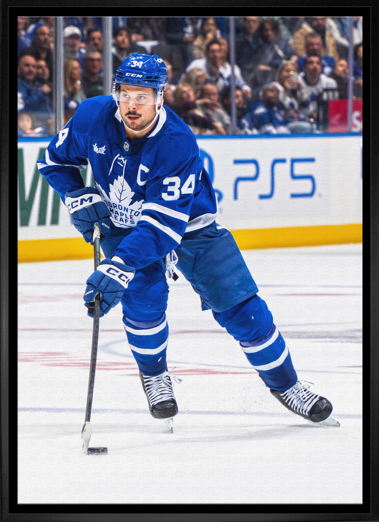 Auston Matthews 20x29 Unsigned Framed Canvas Maple Leafs Action-V