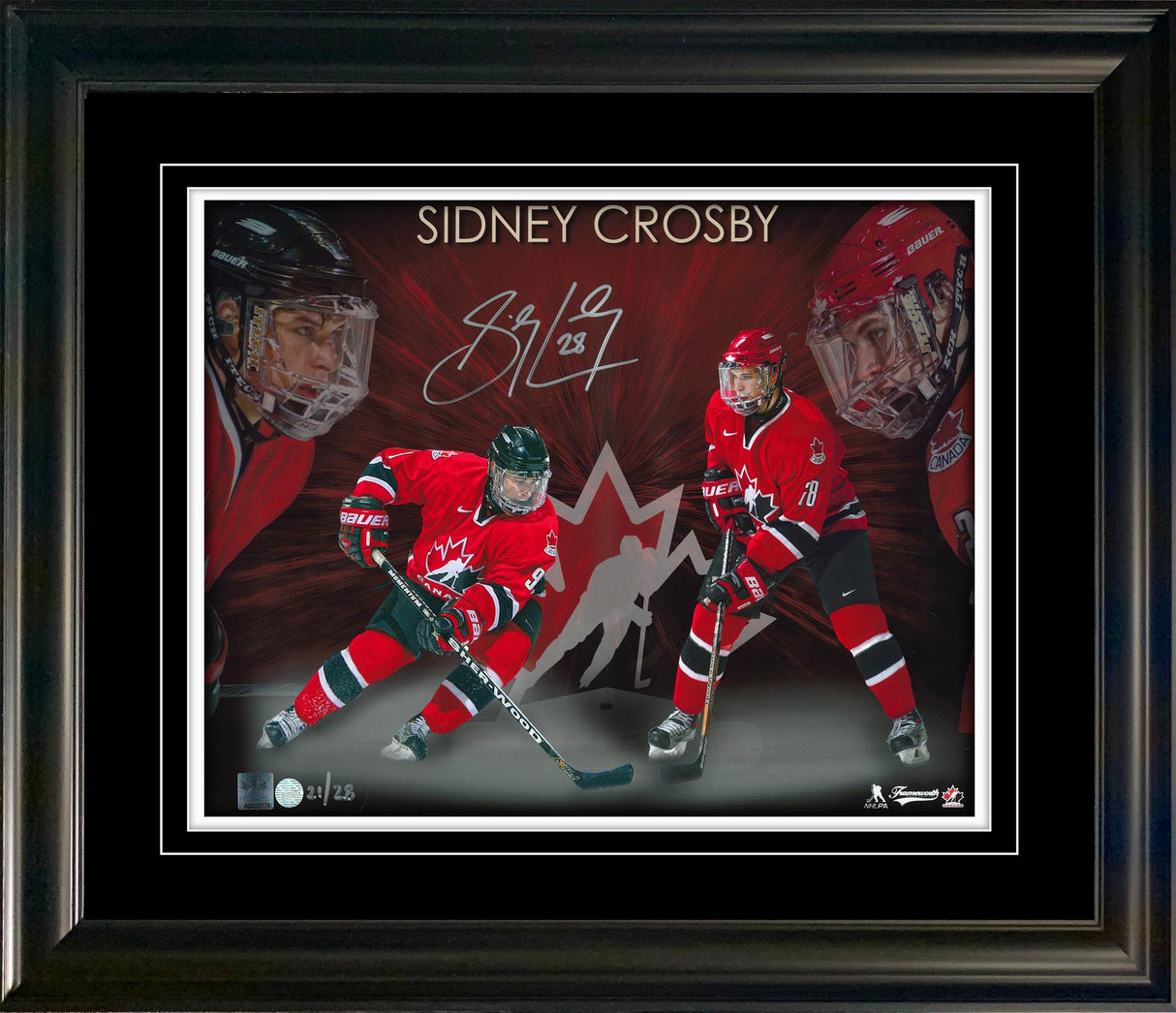Sidney Crosby Signed 11x14 Framed Team Canada World Juniors Print L/E 28