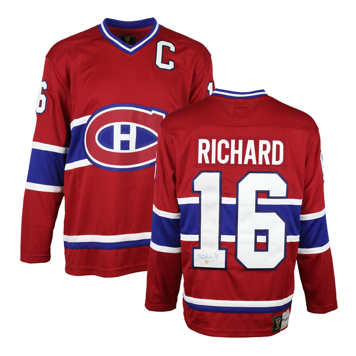 Henri Richard Signed Jersey Montreal Canadiens Red Vintage Fanatics - Frameworth Sports Canada 