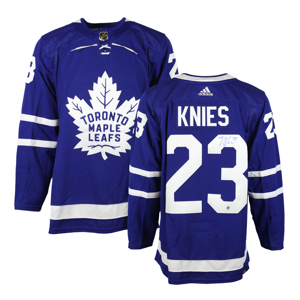 Matthews Knies Signed Jersey Toronto Maple Leafs Blue Adidas Auth.