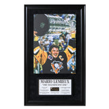 Mario Lemieux Embedded Signtaure Deluxe Frame with Canvas Penguins