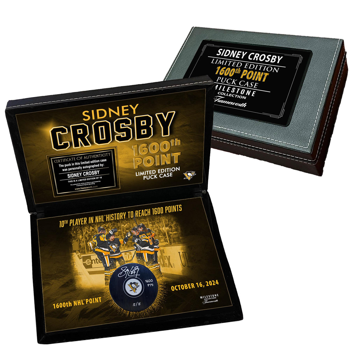 Sidney Crosby Signed Puck in Deluxe Case 1600 Points (Limited Edition of 16)