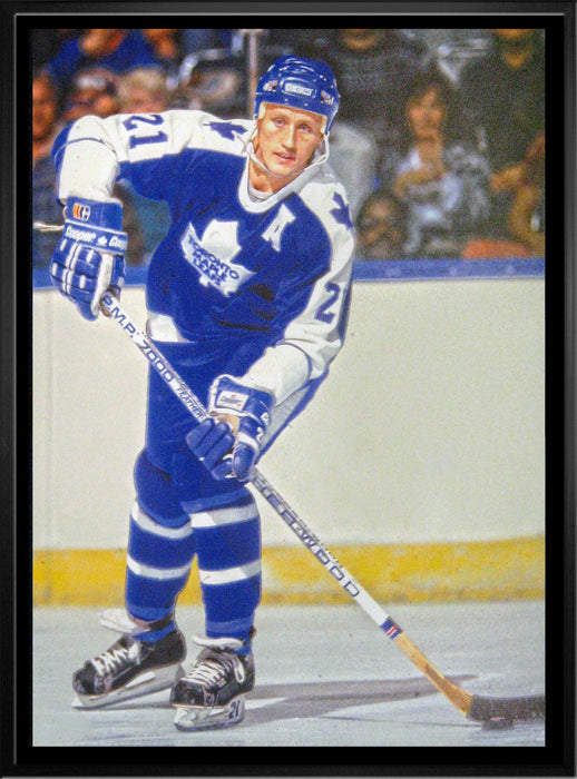 Borje Salming 20x29 Unsigned Framed Canvas Maple Leafs Blue Action-V