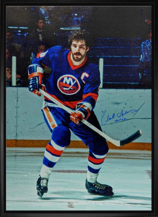 Clark Gillies New York Islanders Signed Framed 20x29 Skating Canvas
