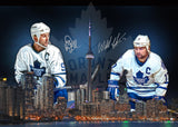 Doug Gilmour / Wendel Clark Dual-Signed 16x20 Skyline Photo Maple Leafs L/E 99