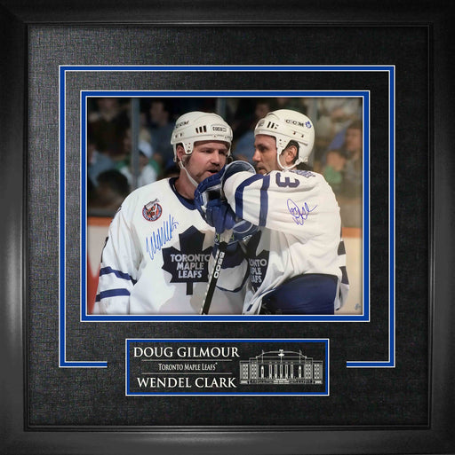 Doug Gilmour and Wendel Clark Dual Signed Framed 16x20 Leafs Talking Photo - Frameworth Sports Canada 