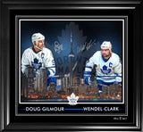 Doug Gilmour / Wendel Clark Dual-Signed 16x20 Skyline Framed PhotoGlass Maple Leafs L/E 99