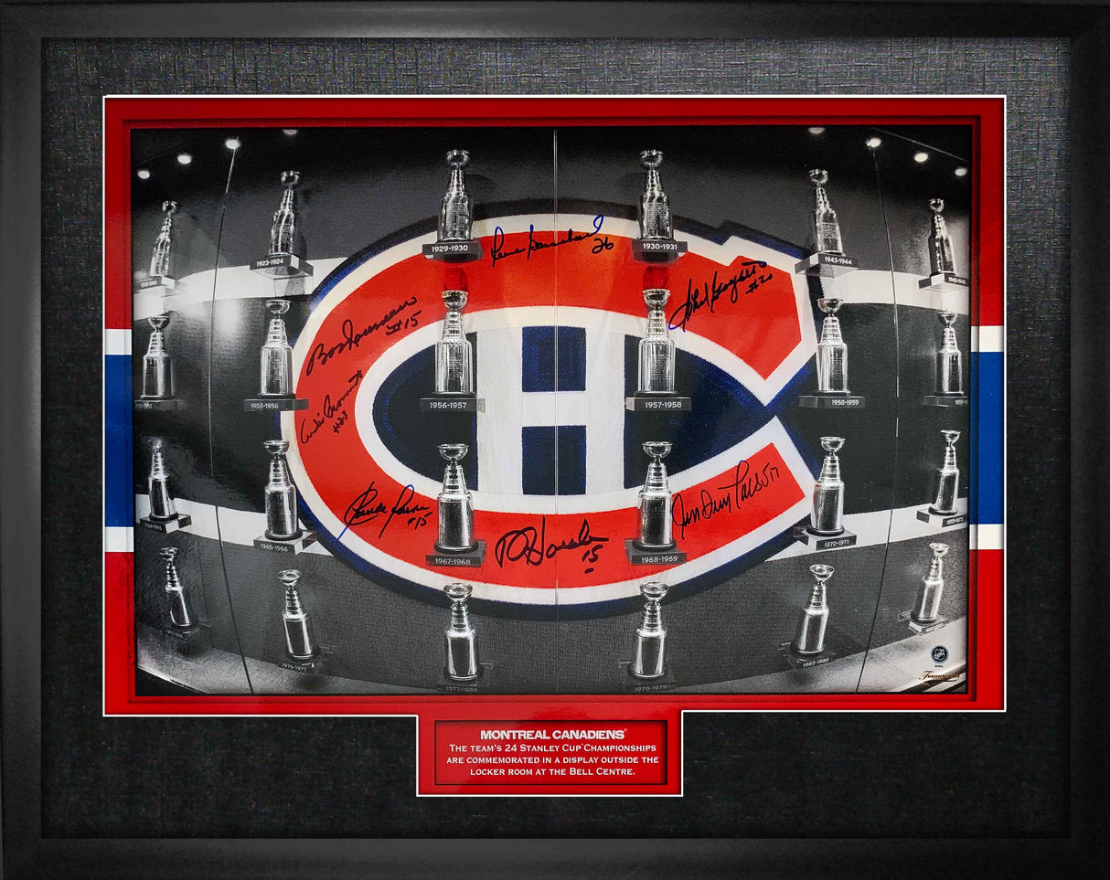 Montreal Canadiens Multi Signed Framed 16x20 24 Stanley Cups Print