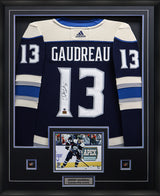 Johnny Gaudreau Signed Framed Jersey Columbus Blue Jackets Third Adidas Auth.