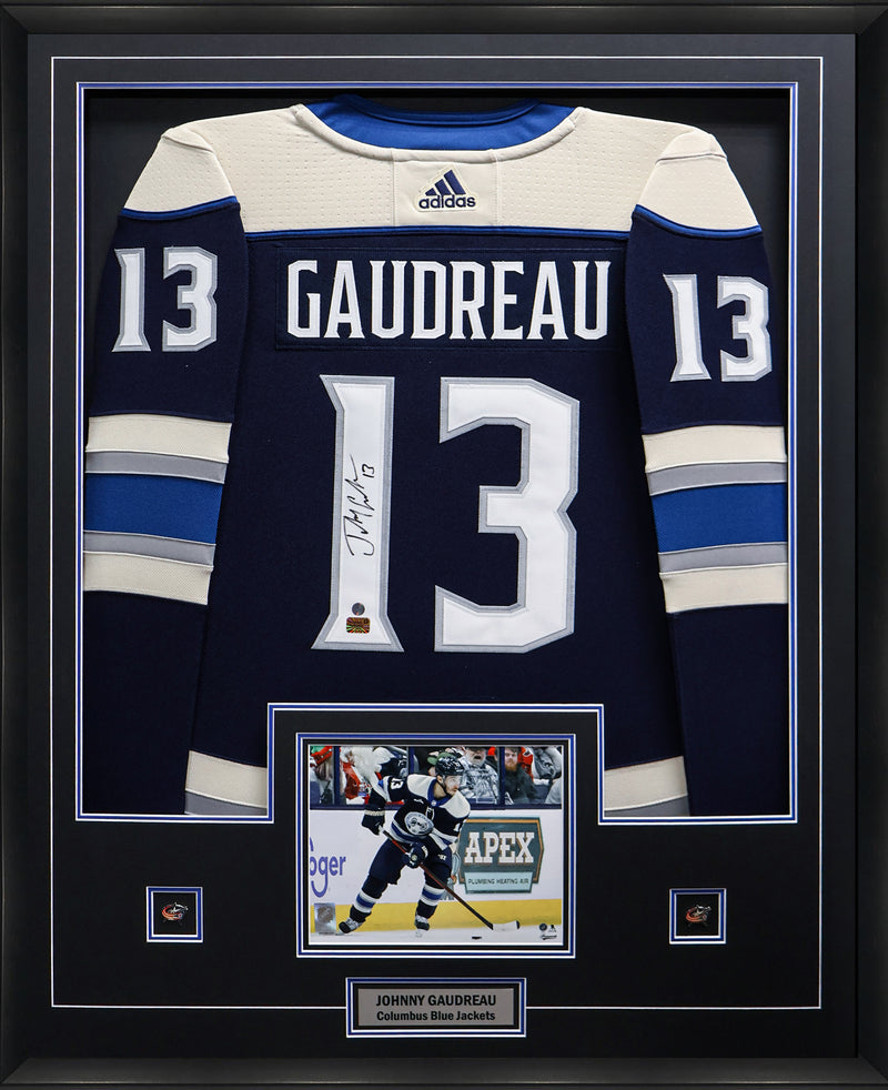 Johnny Gaudreau Signed Framed Jersey Columbus Blue Jackets Third Adidas Auth. - Frameworth Sports Canada 