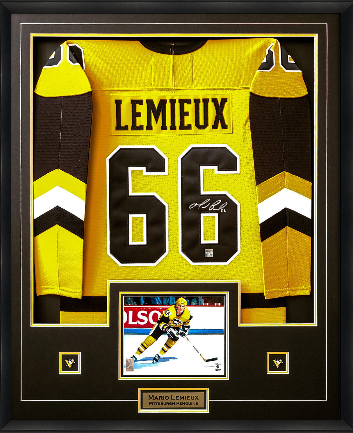 Mario Lemieux Framed Signed Pittsburgh Penguins Rookie Jersey