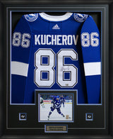 Nikita Kucherov Signed Framed Tampa Bay Lightning Blue Adidas Authentic Jersey