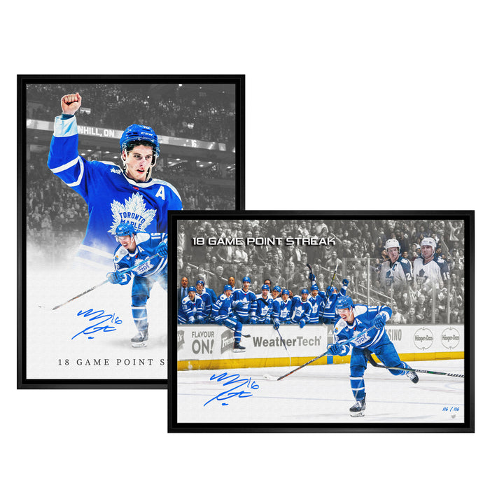 Mitch Marner Signed Framed 20x29 Toronto Maple Leafs 18-Game Point Streak Canvas Bundle