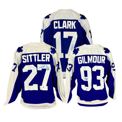 Clark, Gilmour, and Sittler Signed Jersey Toronto Maple Leafs Team Classic Adidas Bundle