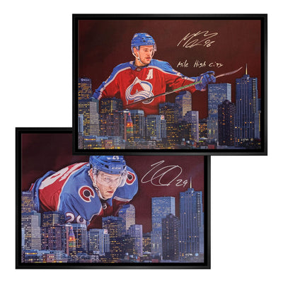 Mikko Rantanen and Nathan Mackinnon Colorado Avalanche Signed Framed 20x29 Colorado Skyline Canvas LE/ 99 Bundle