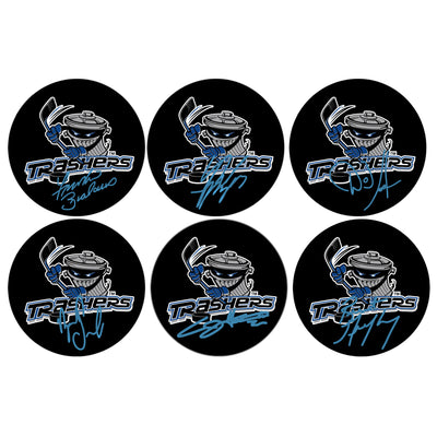 Omicili, MacIsaac, Bialowas, Rupp, Galante A, and Gretzky B  Signed Danbury Trashers Puck Bundle