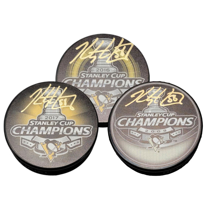 Kris Letang Signed Pittsburgh Penguins Stanley Cup Champions Puck Bundle