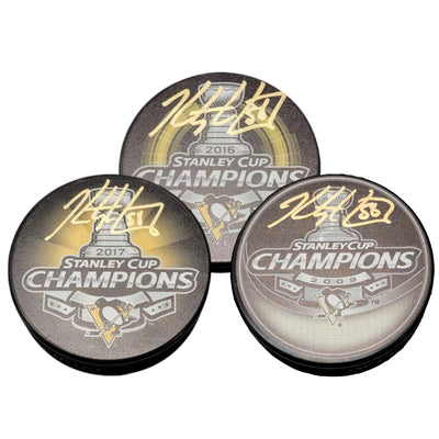 Kris Letang Signed Pittsburgh Penguins Stanley Cup Champions Puck Bundle