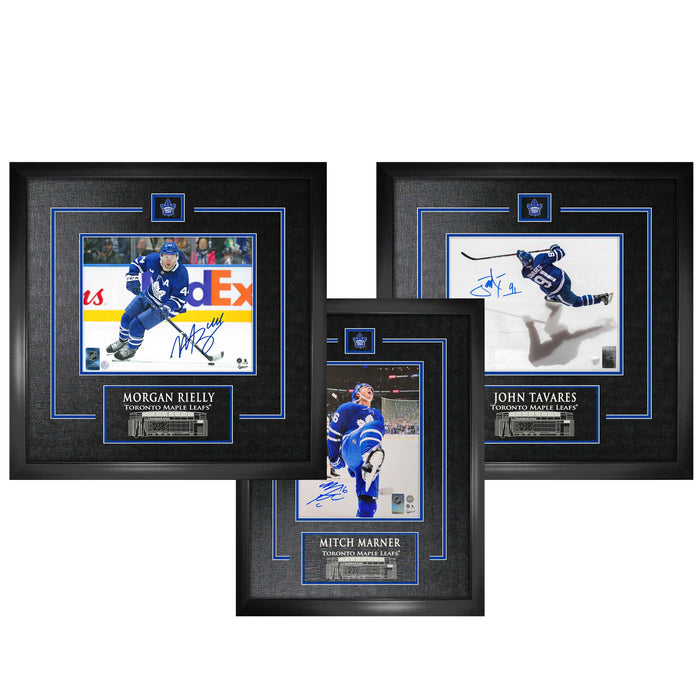 John Tavares, Mitch Marner, and Morgan Reilly Toronto Maple Leafs Signed Framed 8x10 Photo Bundle